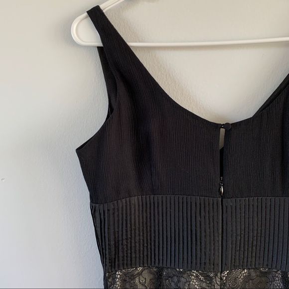 Anthropologie Dress Silk Lace A Line Knee Length Sleeveless V Neck Size 4 Black - Picture 9 of 12
